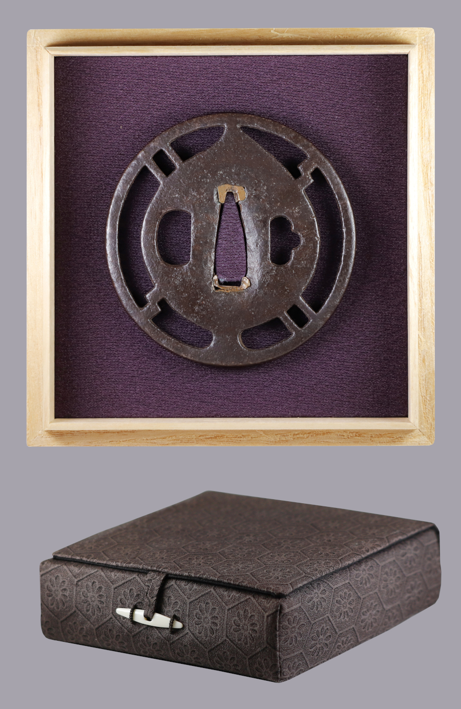KoShoami Momo Tsuba_Boxed & Shifuku_900px